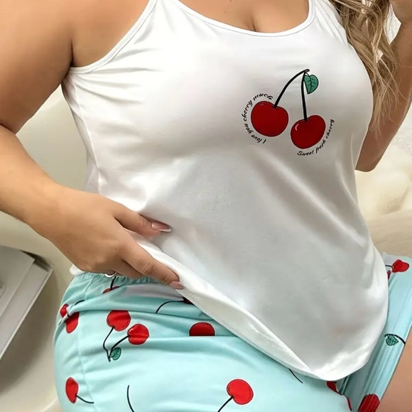 NEW| 2 Piece Plus Size Cherry Soft Pajama Set - Picture 4 of 5